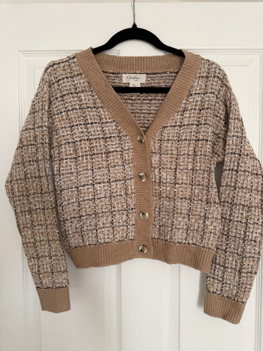 Jessica Simpson Women's Tweed Knit Button Front Cardigan Sweater